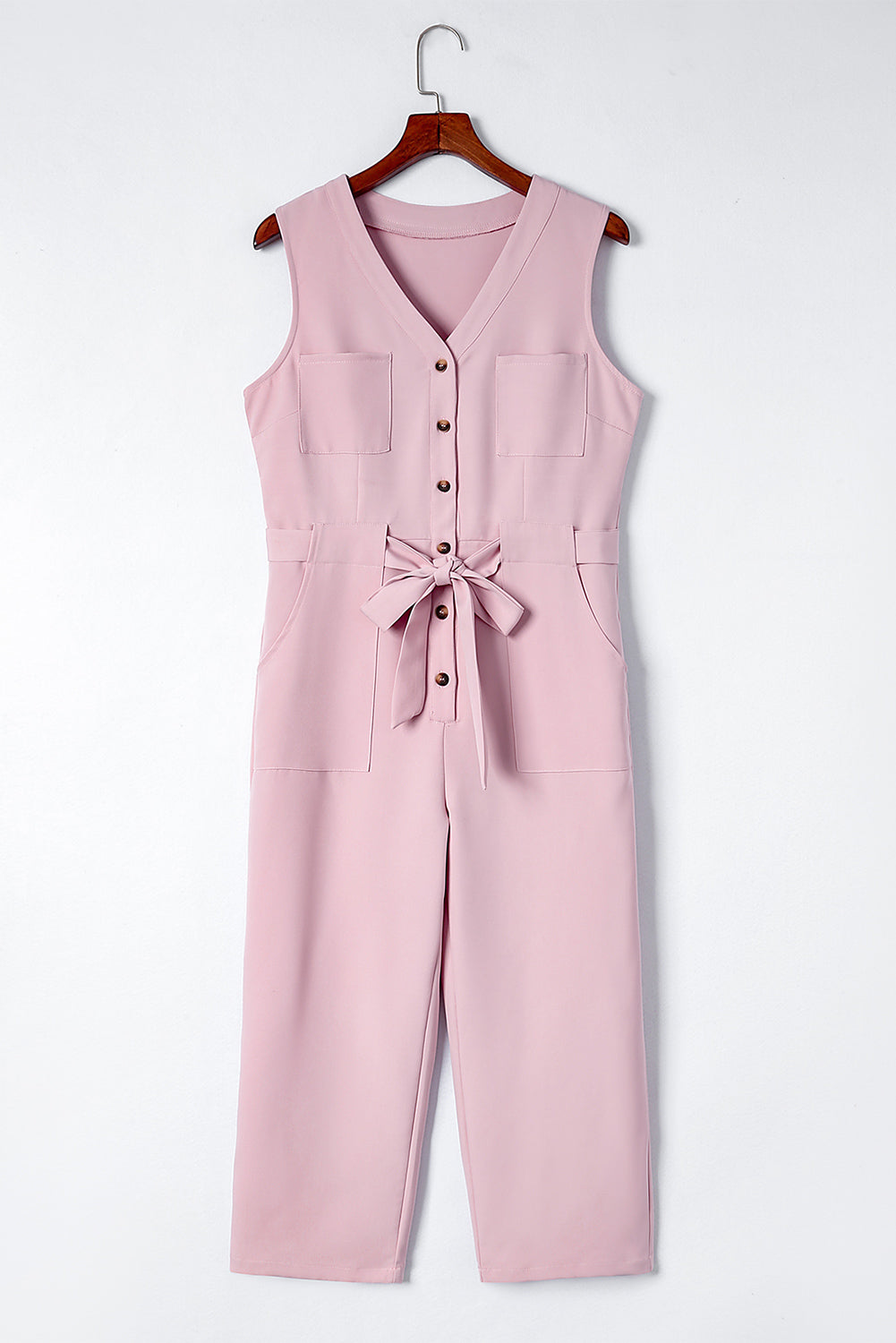 Cropped Jumpsuit with Sash
