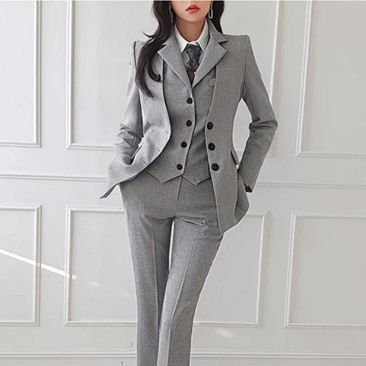 The Old Money Collection Couture Grey Osier Blazer Pants Set