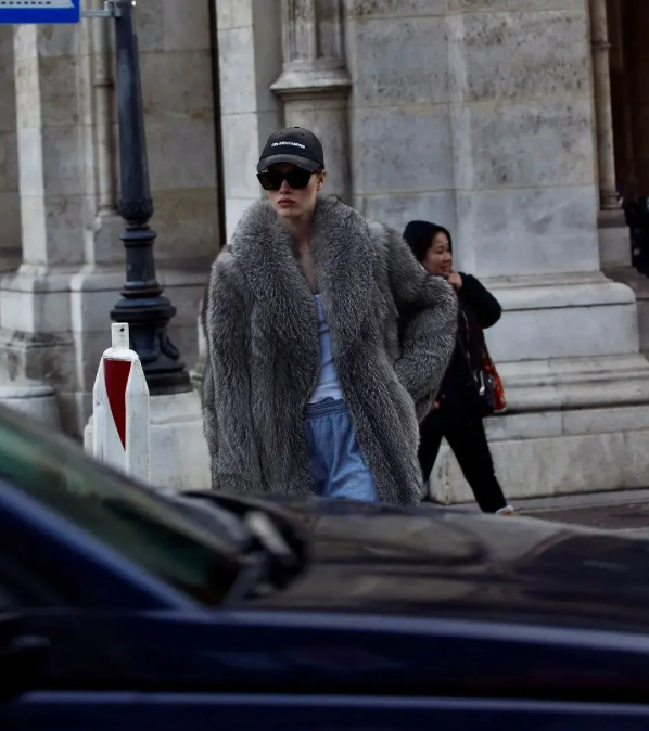 Woman wearing the Calle Ocho Fur Coat