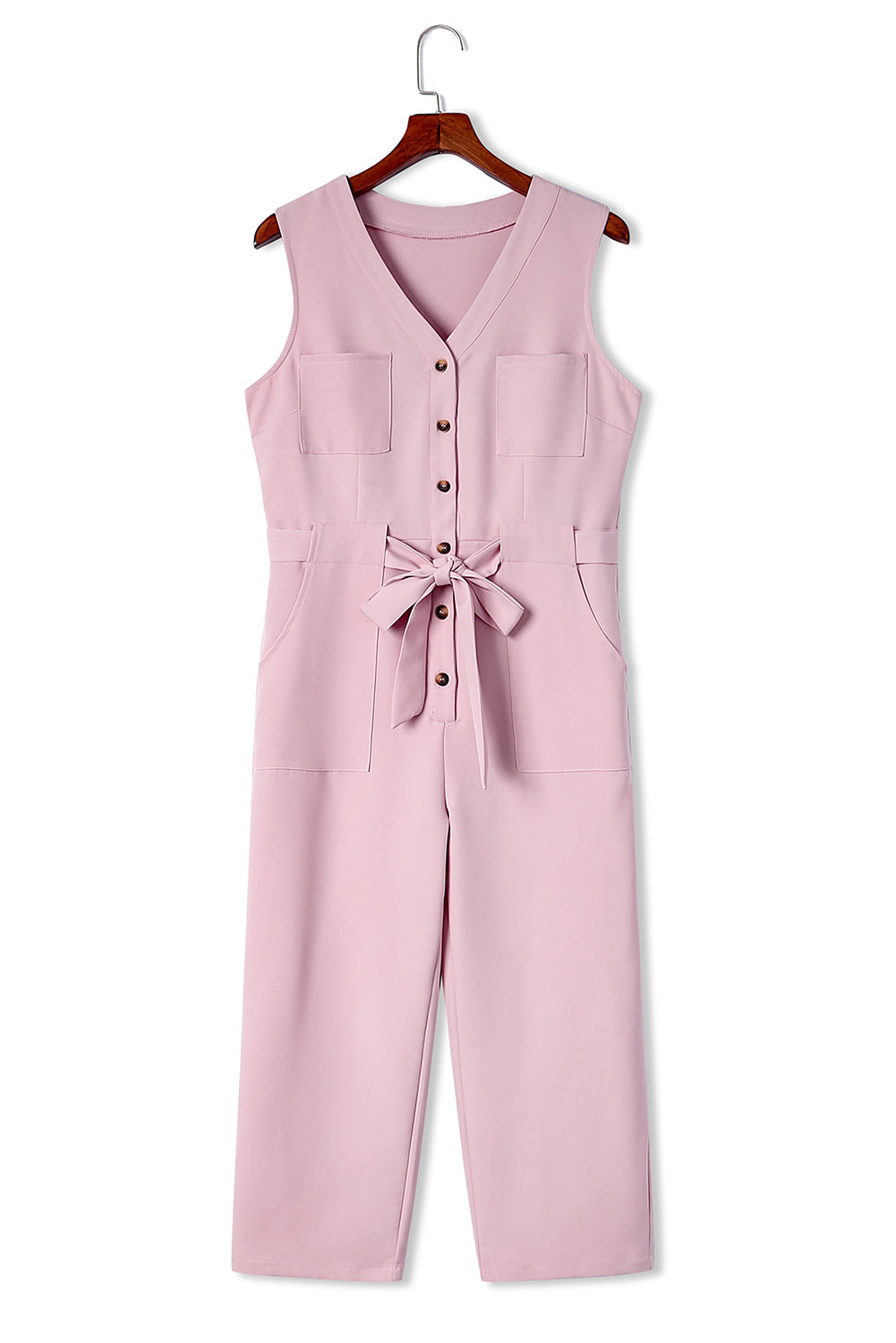 Cropped Jumpsuit with Sash