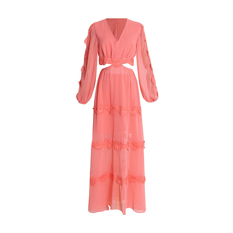 Hollowed Out Cropped Ruffled Dress