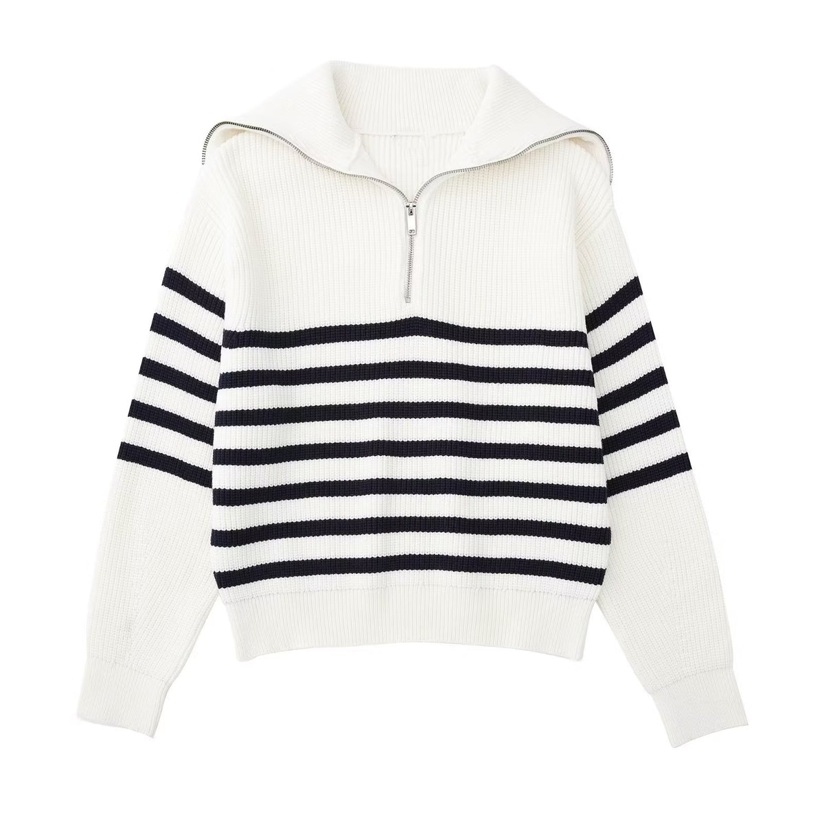 French Open Collar Wool Sweater