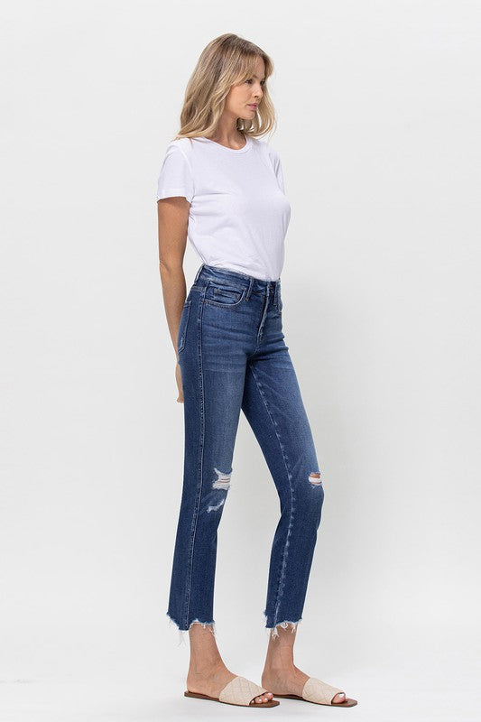 Mid-Rise Crop Slim Straight Medium Jeans