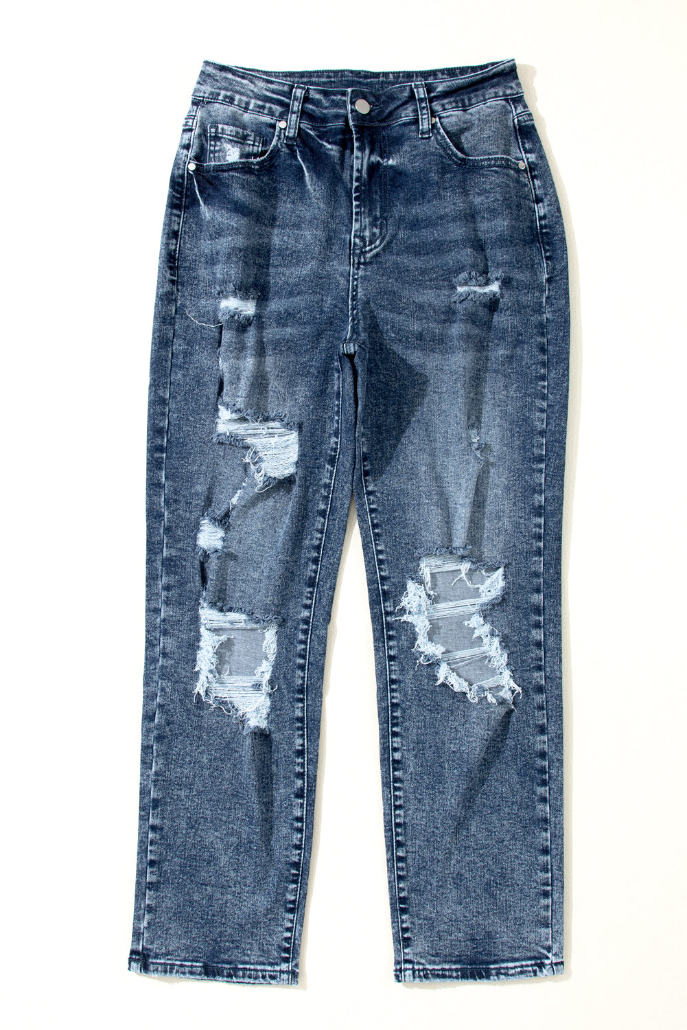 Light Wash Frayed High Waist Jeans