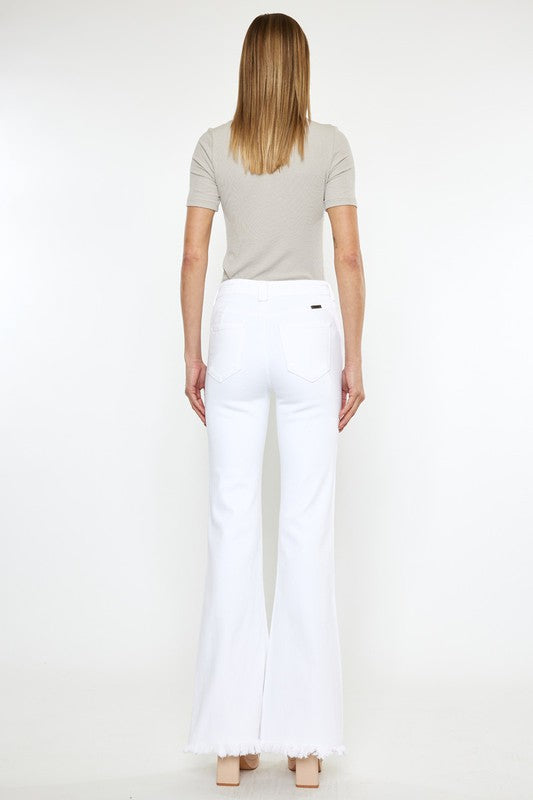 High-Rise White Flare Jeans