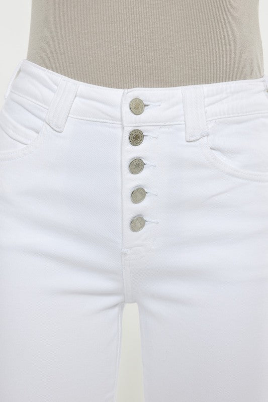 High-Rise White Flare Jeans