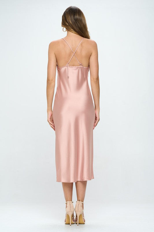 Satin Peach Slip Dress