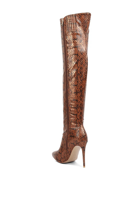 Catalina Snake Print Stiletto Boots