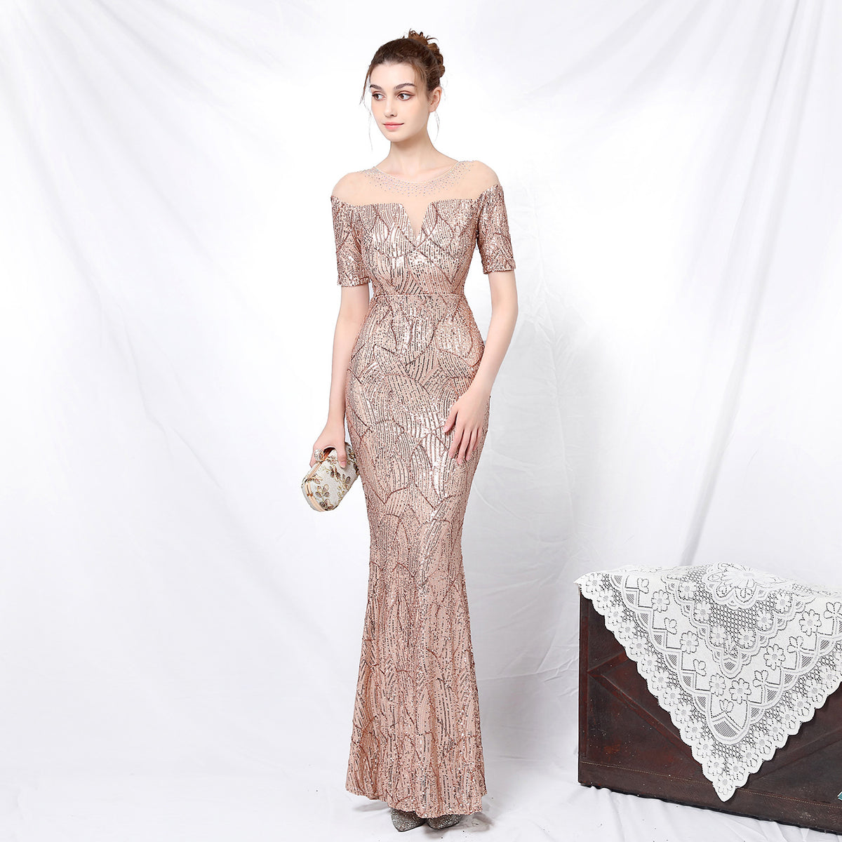 Queen Fishtail Sequined Gown