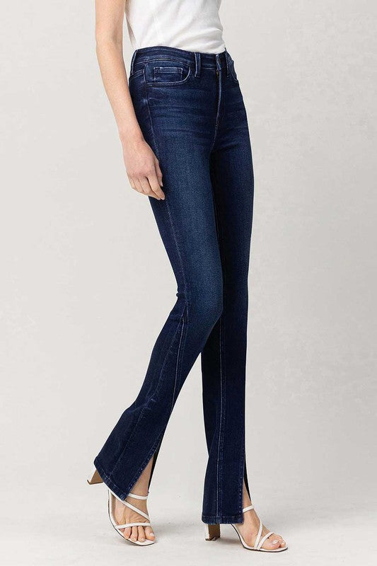 High Rise Slim Straight Jeans W/Slit