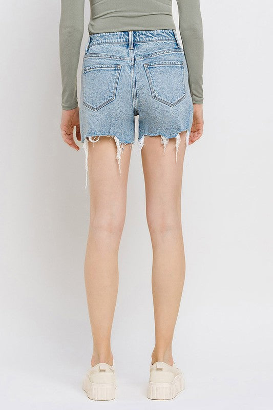 High Rise Raw Hem Shorts