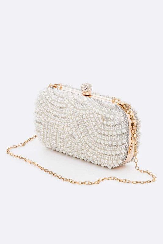 Pearl Embellishment Bridal Box Clutch