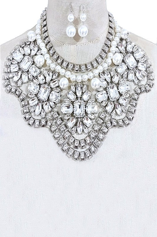 Philippe Crystal and Pearl Statement Necklace