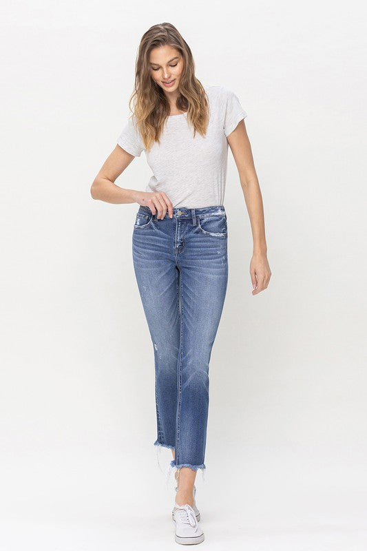 Mid-Rise Crop Slim Straight Jeans