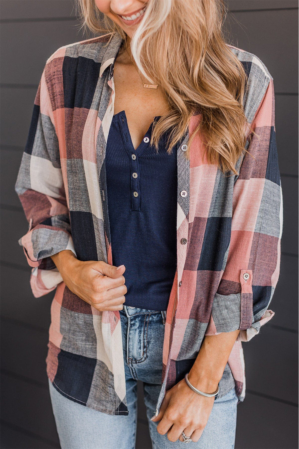 Roll up Sleeve Plaid Shirt