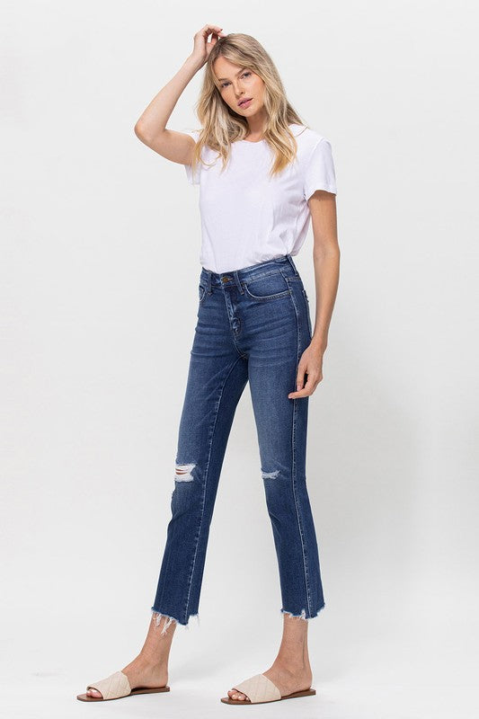 Mid-Rise Crop Slim Straight Medium Jeans