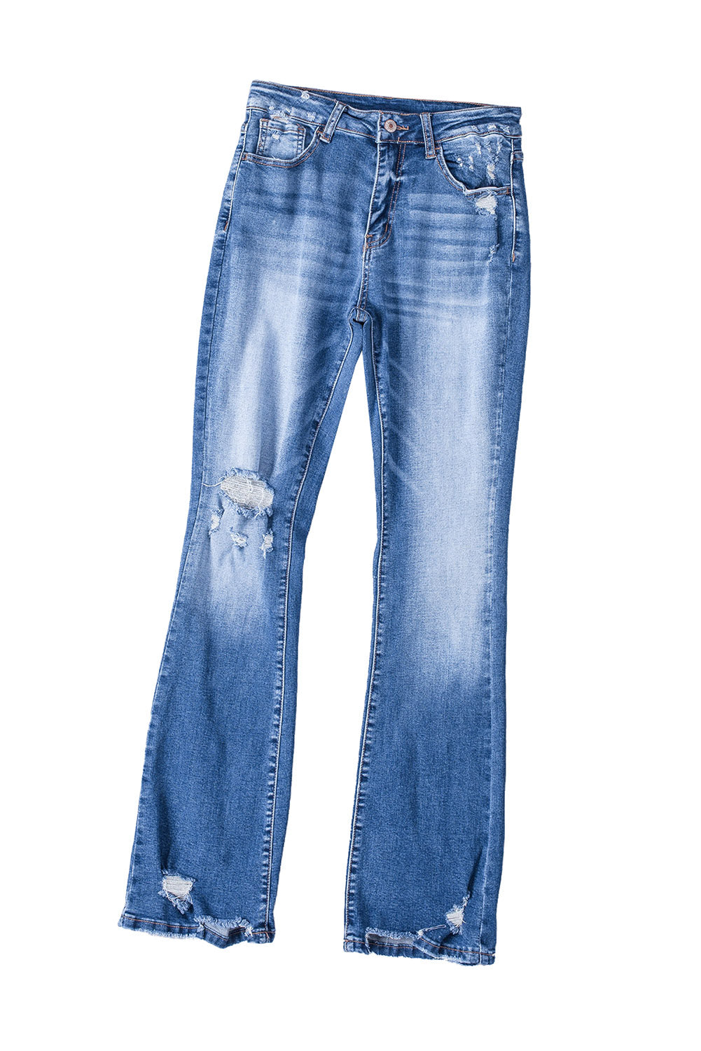 Distressed Flare Blue Jeans