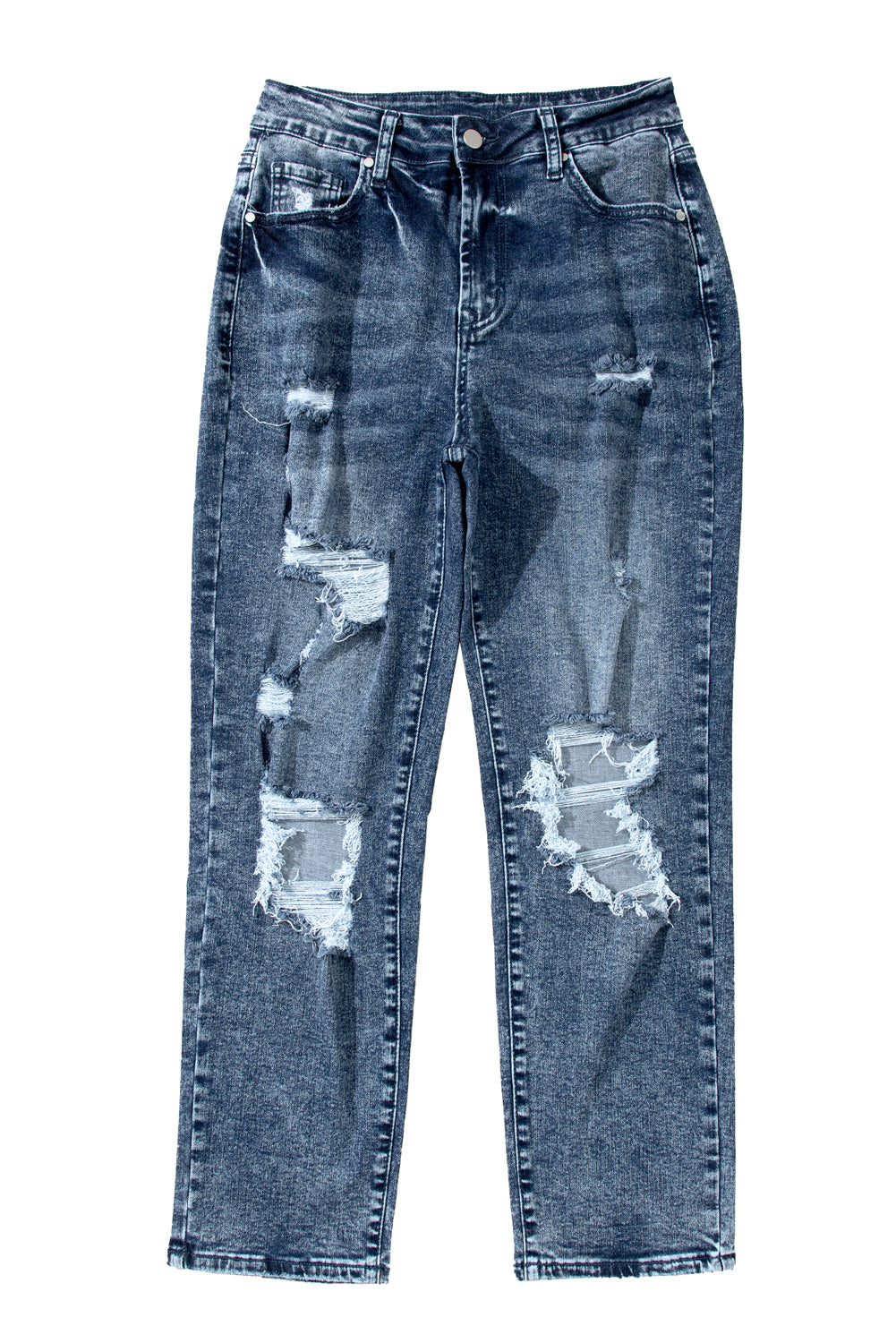 Light Wash Frayed High Waist Jeans