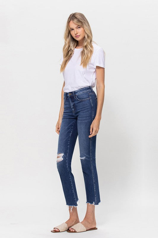 Mid-Rise Crop Slim Straight Medium Jeans