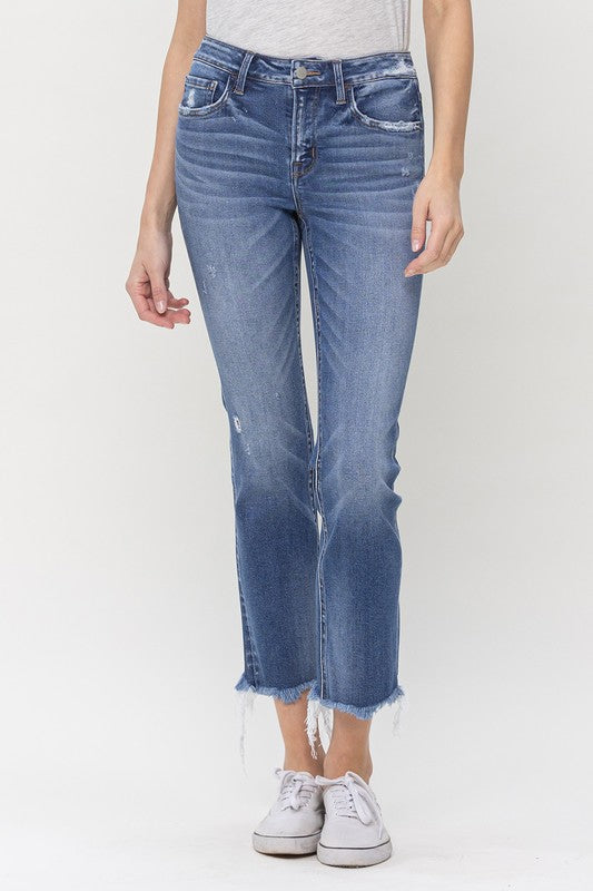 Mid-Rise Crop Slim Straight Jeans