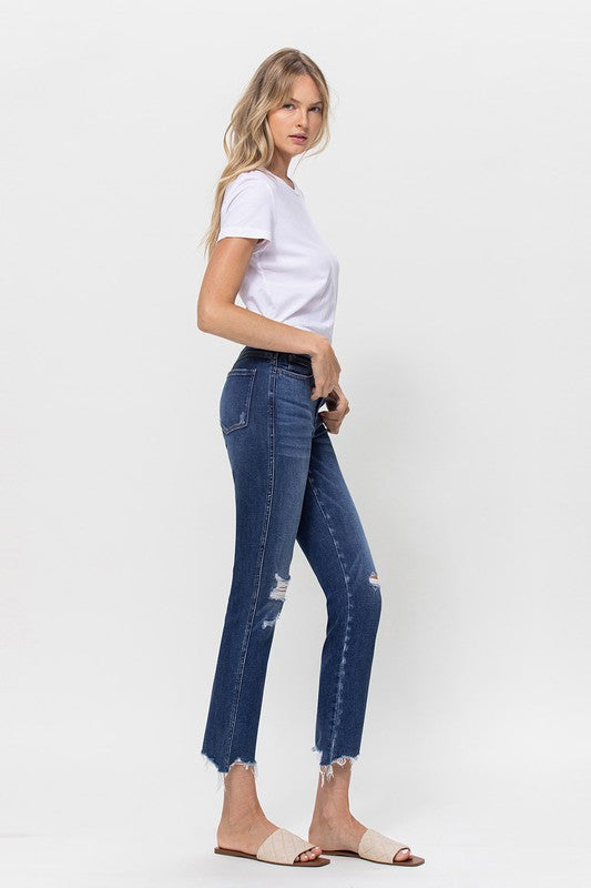 Mid-Rise Crop Slim Straight Medium Jeans
