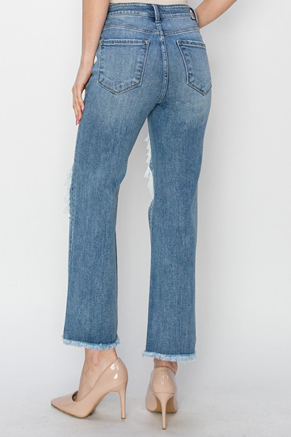 Carved Oak Crop Straight Jeans