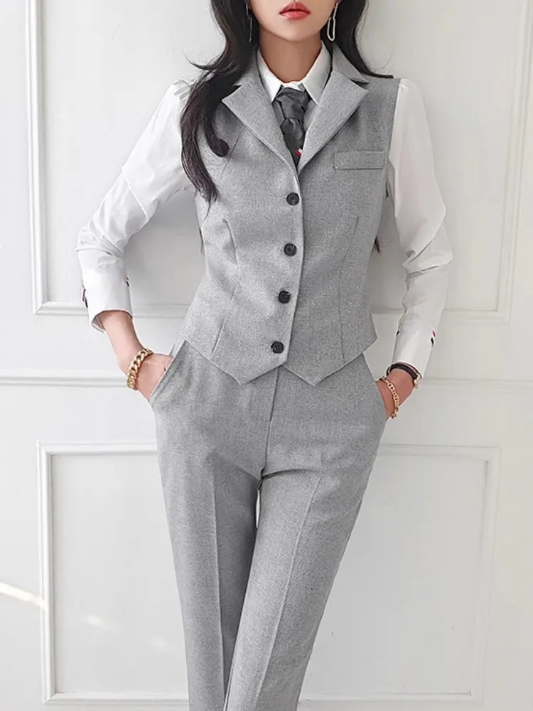 The Old Money Collection Couture Grey Osier Blazer Pants Set