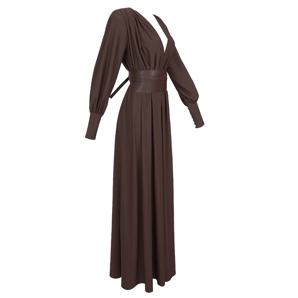 Sirius Chocolate Pleated Gown