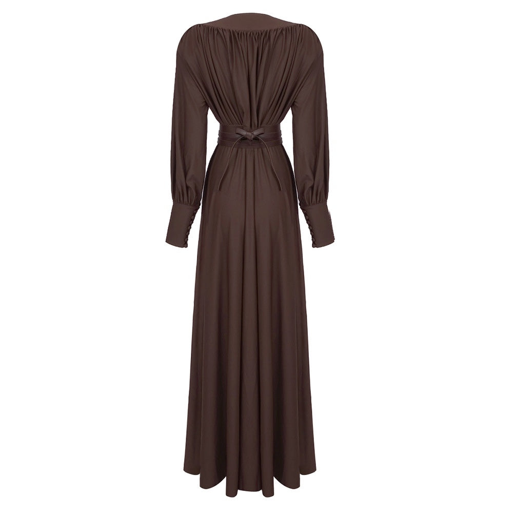 Sirius Chocolate Pleated Gown