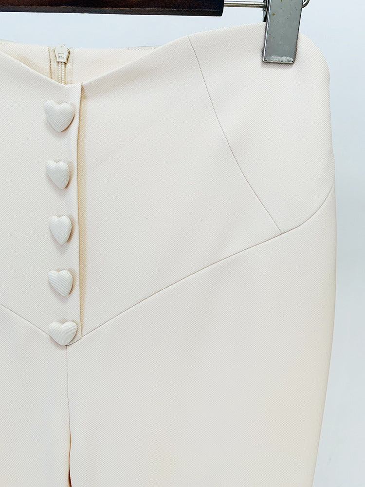 Diamond Buckle Heart-Shaped Buttons Pant Suit