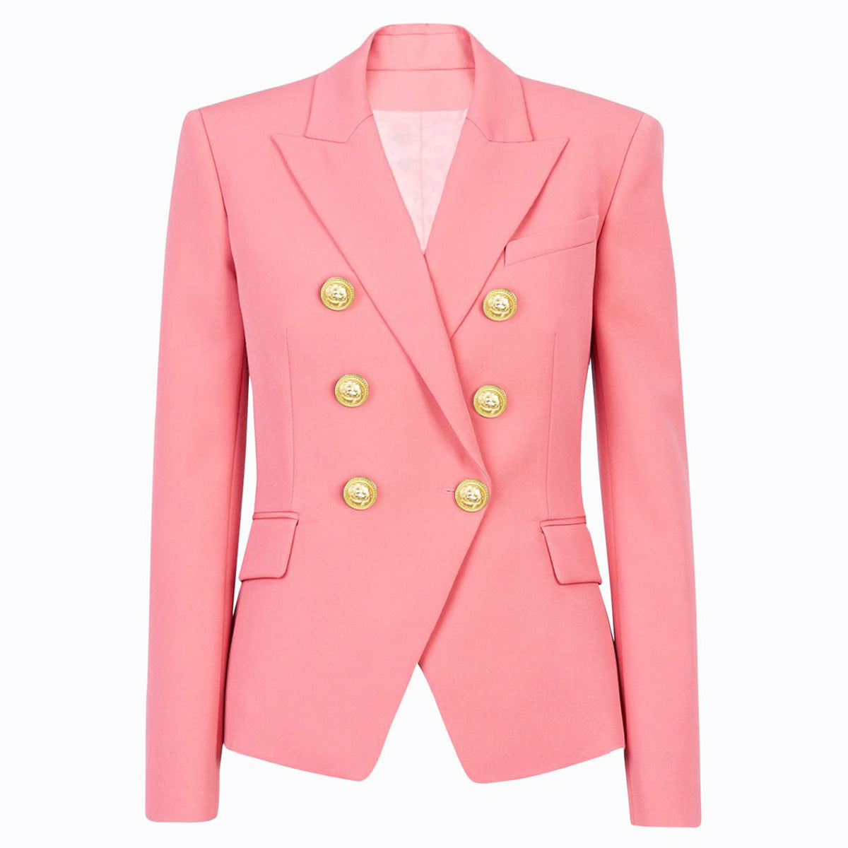 Waist Slimming Women's Classic Double Breasted Blazer With Gold Buttons