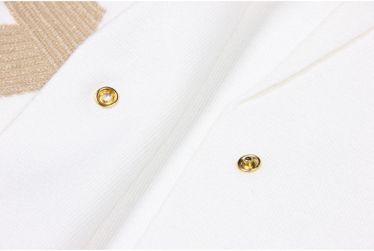 Regular Fit Blazer With Gold Buttons and Solid White Stripes