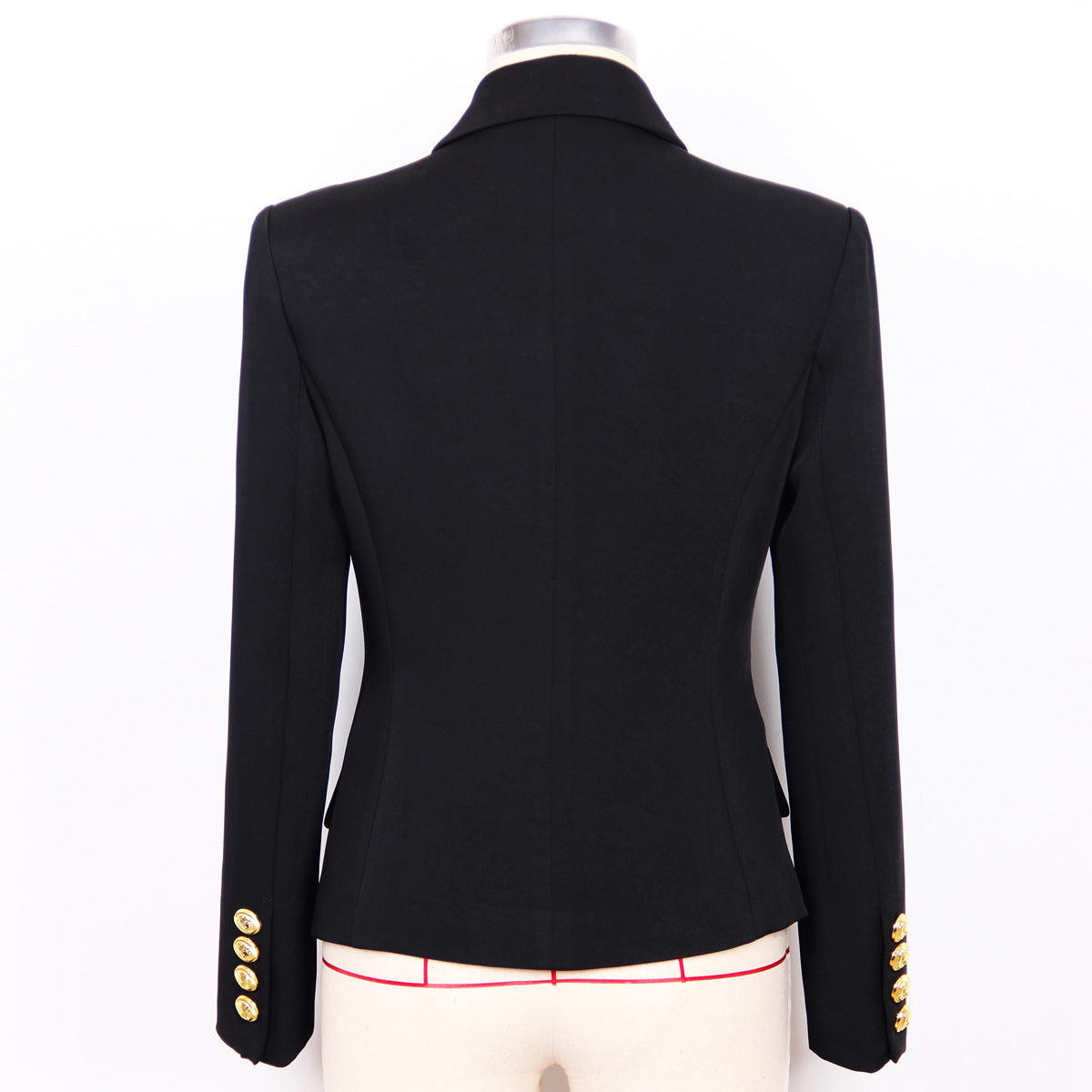 Classic Double Breasted Blazer With Ornate Gold Buttons