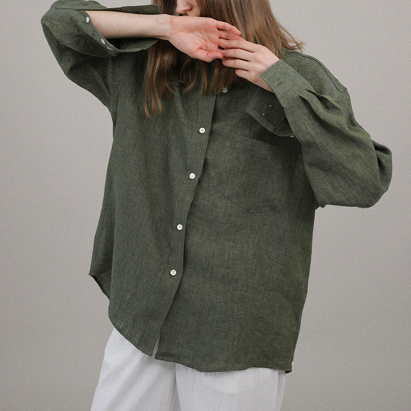 French Pure Linen Button Up Shirt