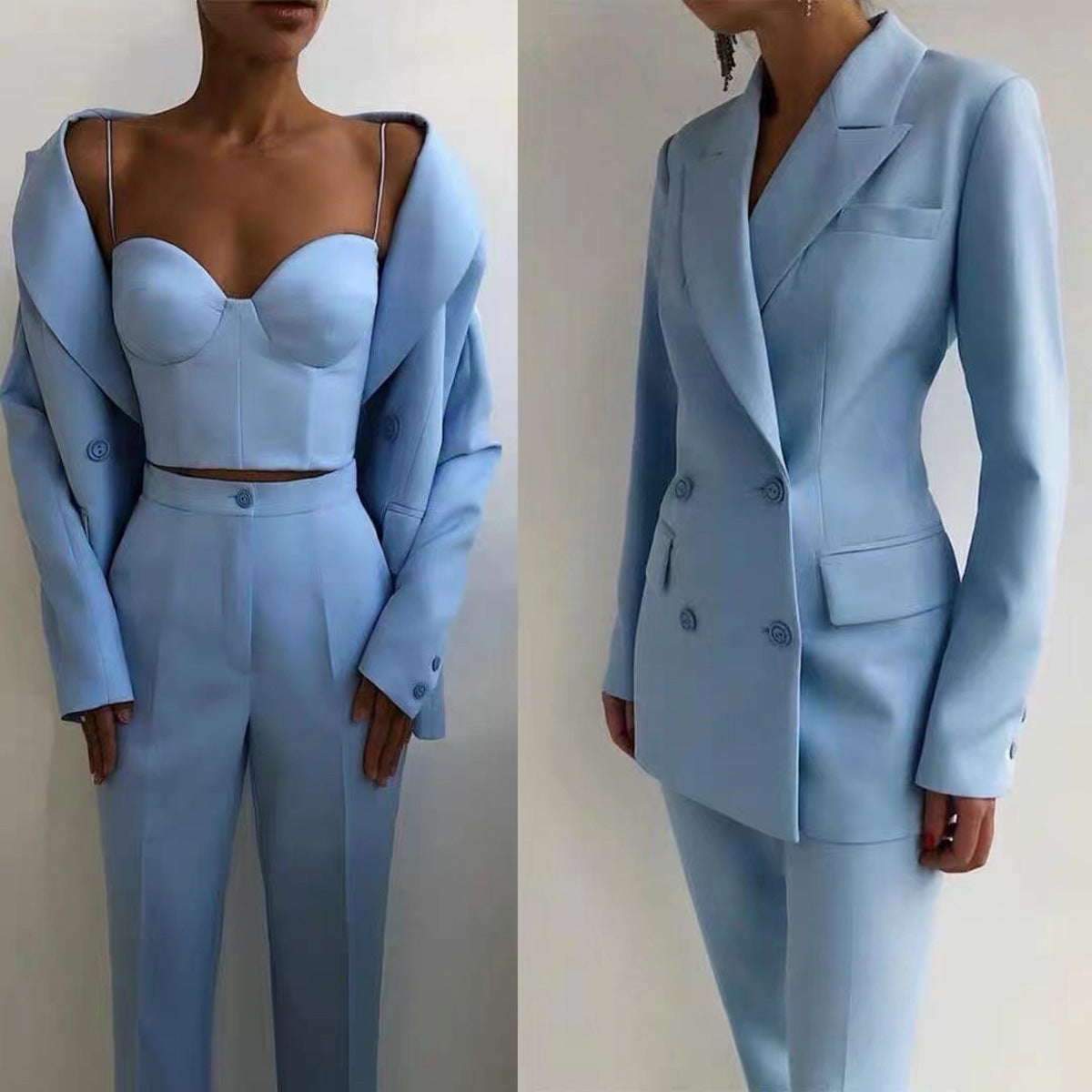 Casual Three Piece Suit With Bra Top