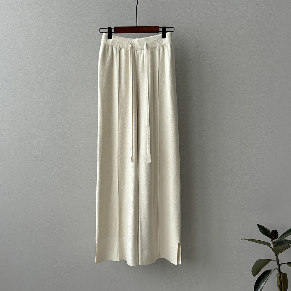 High-Waist Knitted Casual Pants