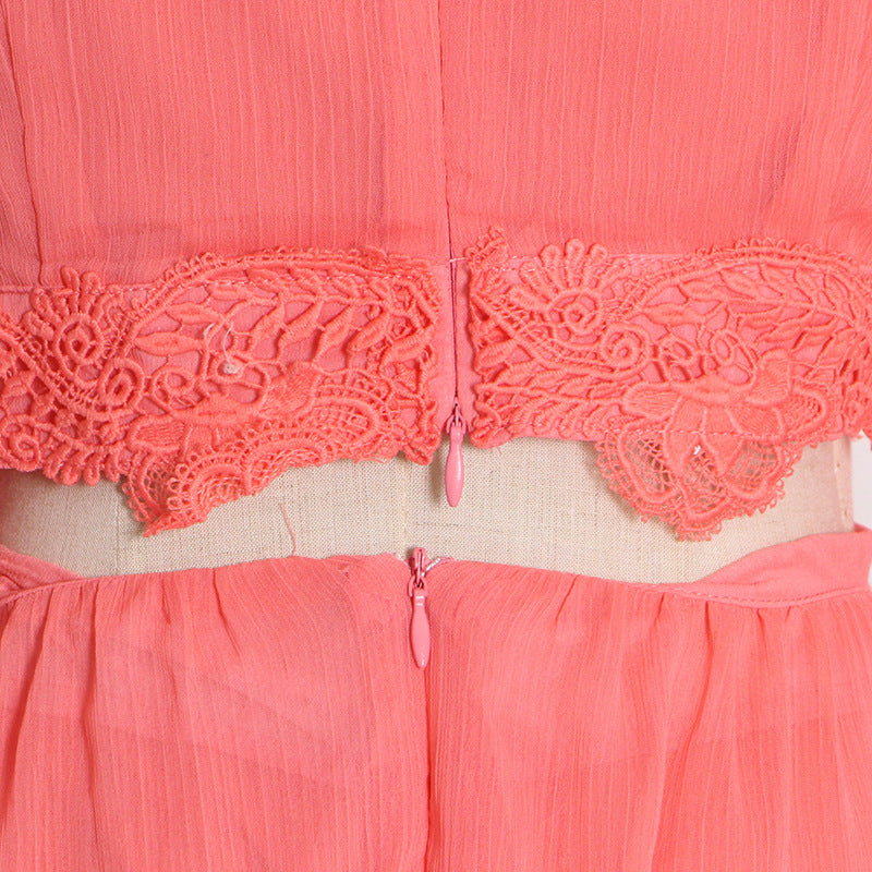 Hollowed Out Cropped Ruffled Dress