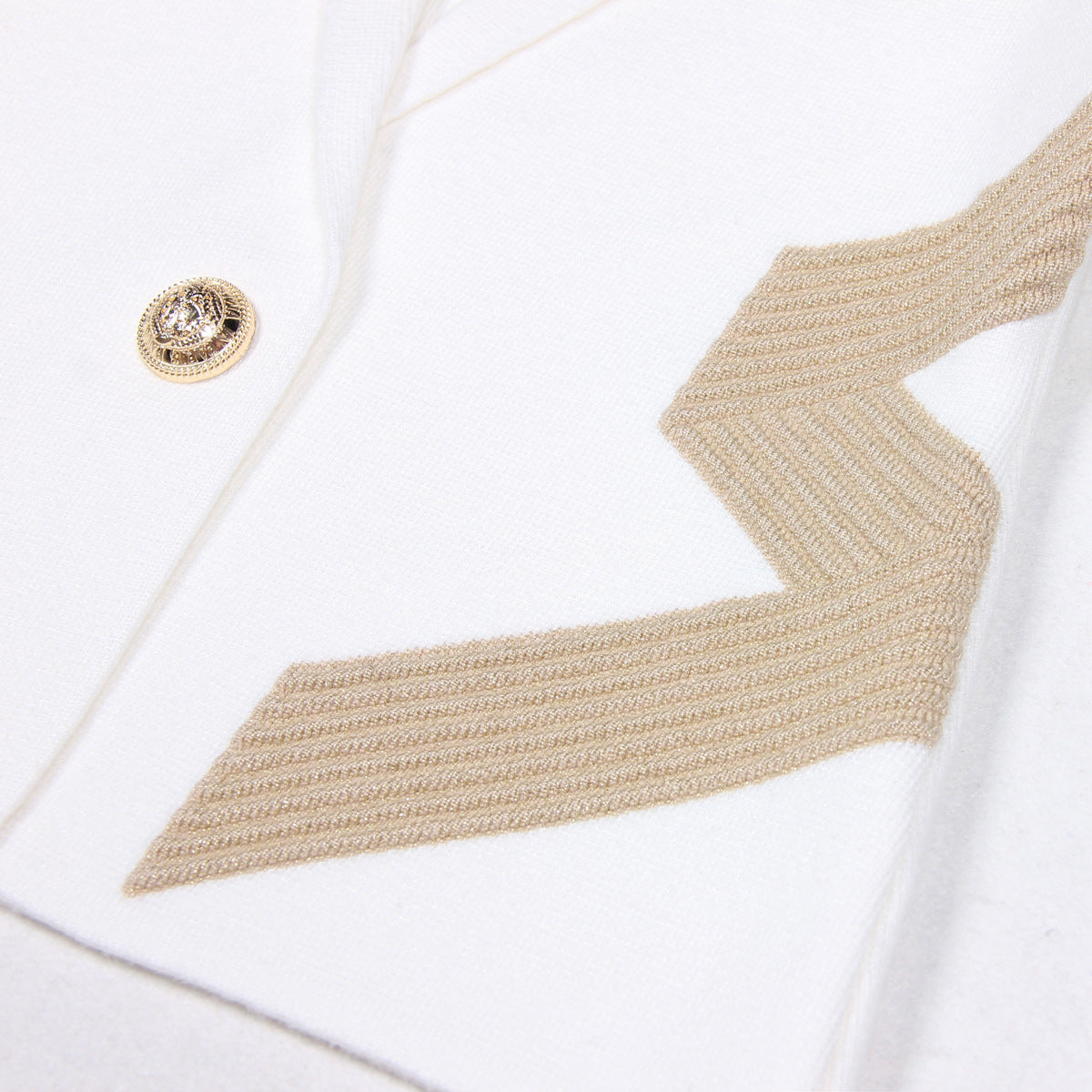 Regular Fit Blazer With Gold Buttons and Solid White Stripes