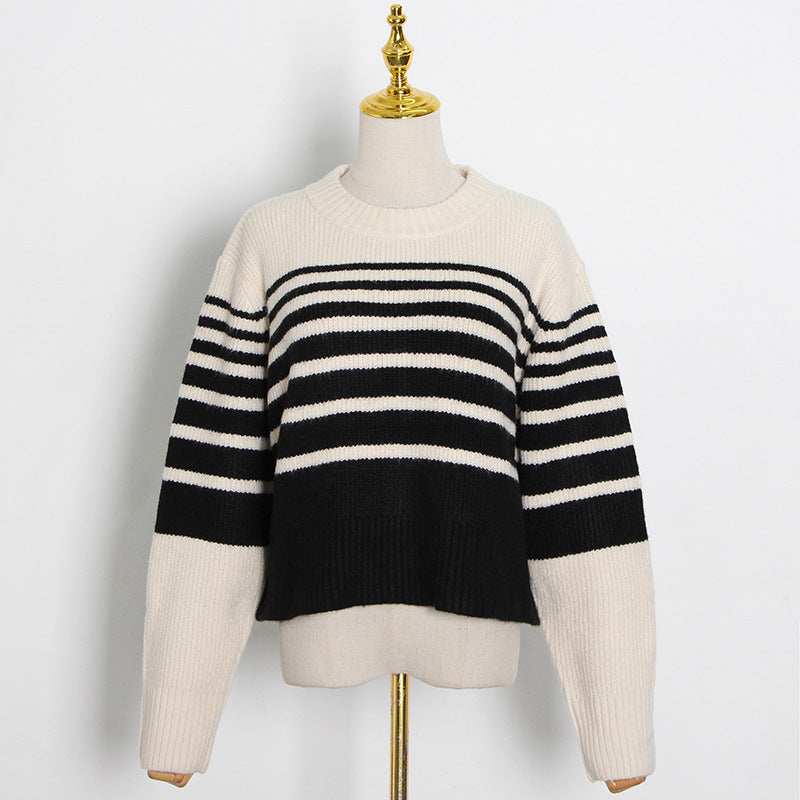 Crew Neck Patchwork Sweater