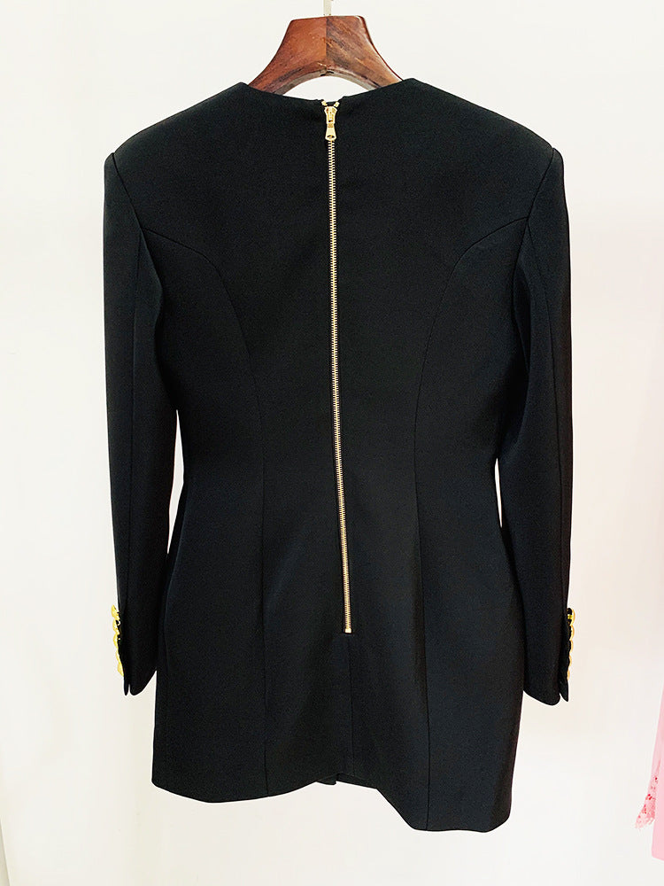 Blazer Suit Dress With Ornate Gold Buttons