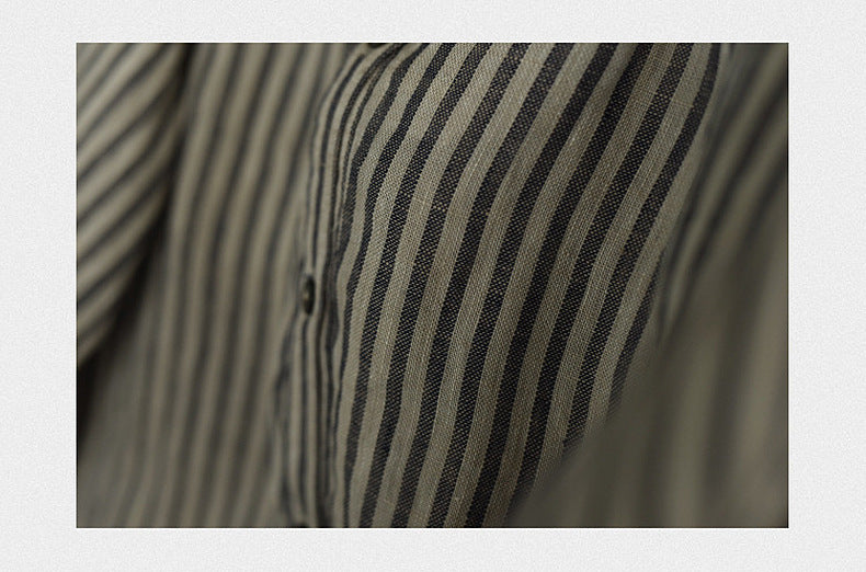 Linen Striped Button Up Shirt
