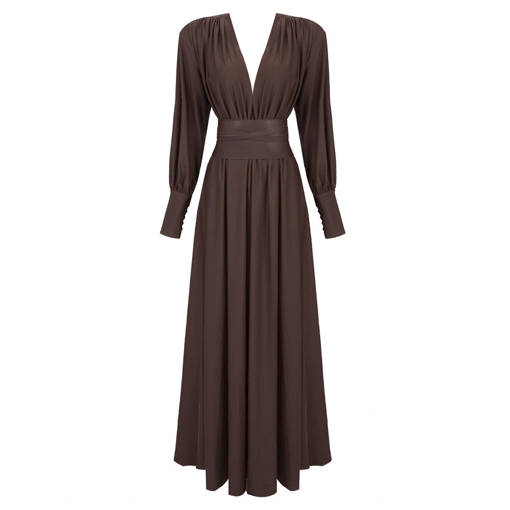 Sirius Chocolate Pleated Gown