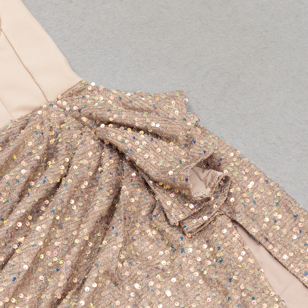 Sequin High Slit Midi Dress