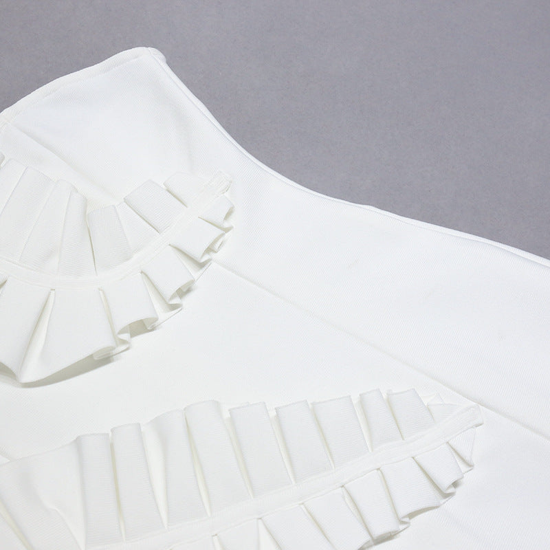 Three Dimensional Ruffled Bandage Midi Dress