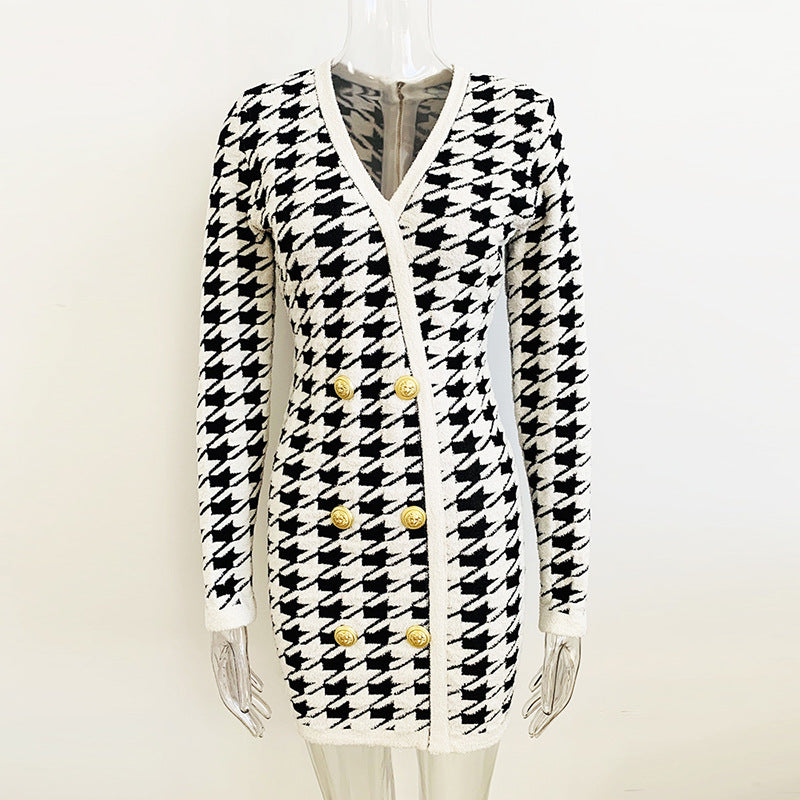 Houndstooth Jacquard Dress