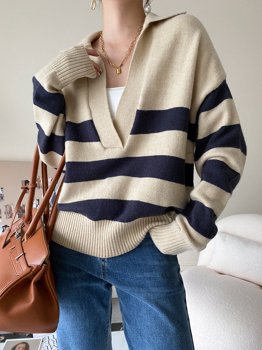 Casual Polo Loose Pullover