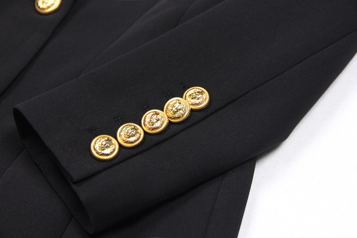 Business Blazer Dress With Ornate Gold Buttons