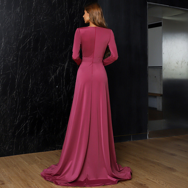 Lengthened High Split Evening Gown