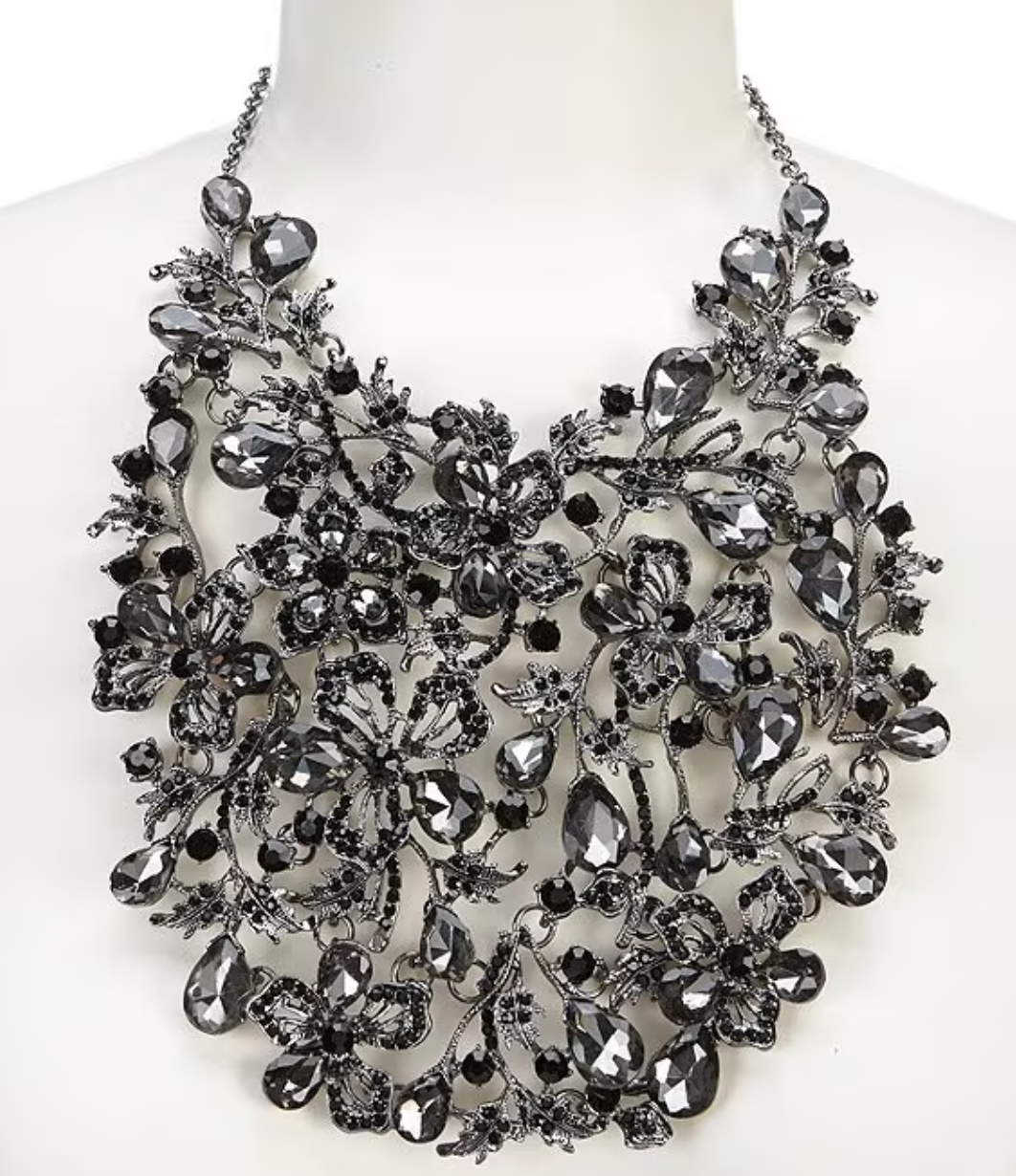 The Power of Black Flowers Statement Necklace