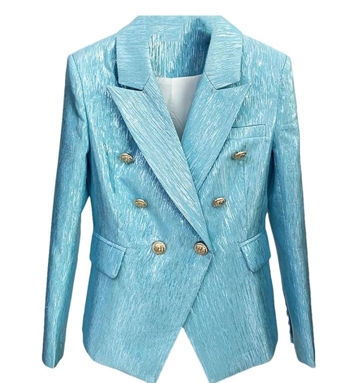 Luxurious Teal Sequin Formal Office Career Blazer